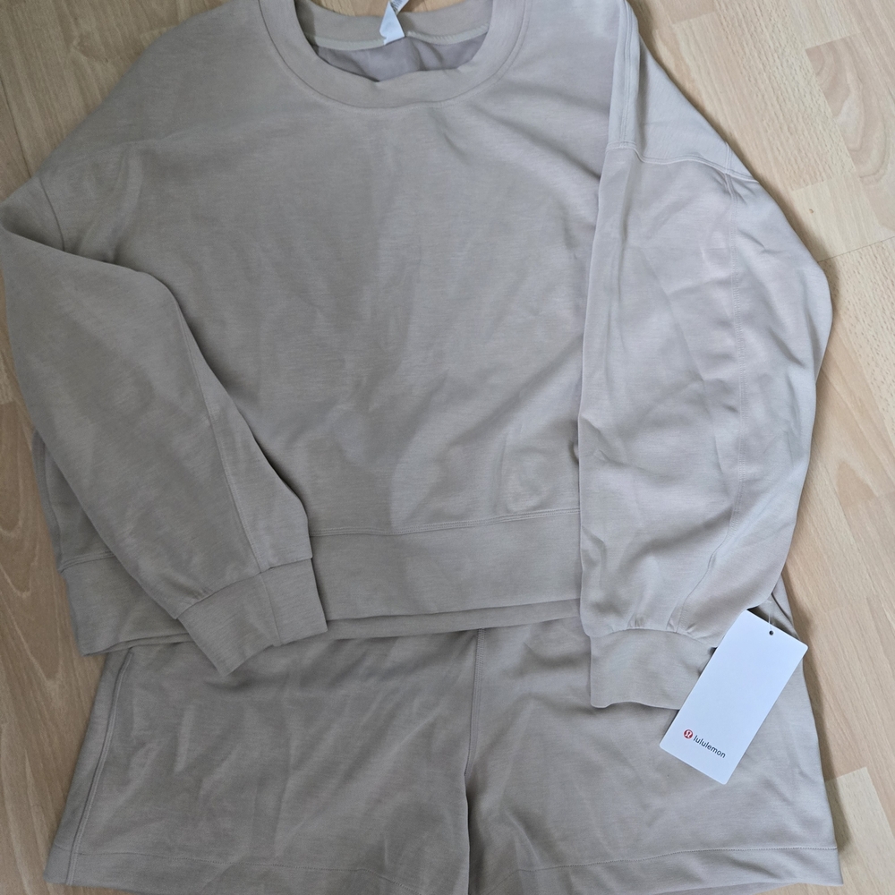 lululemon athletica Beige Sweatshirt & Shorts Set